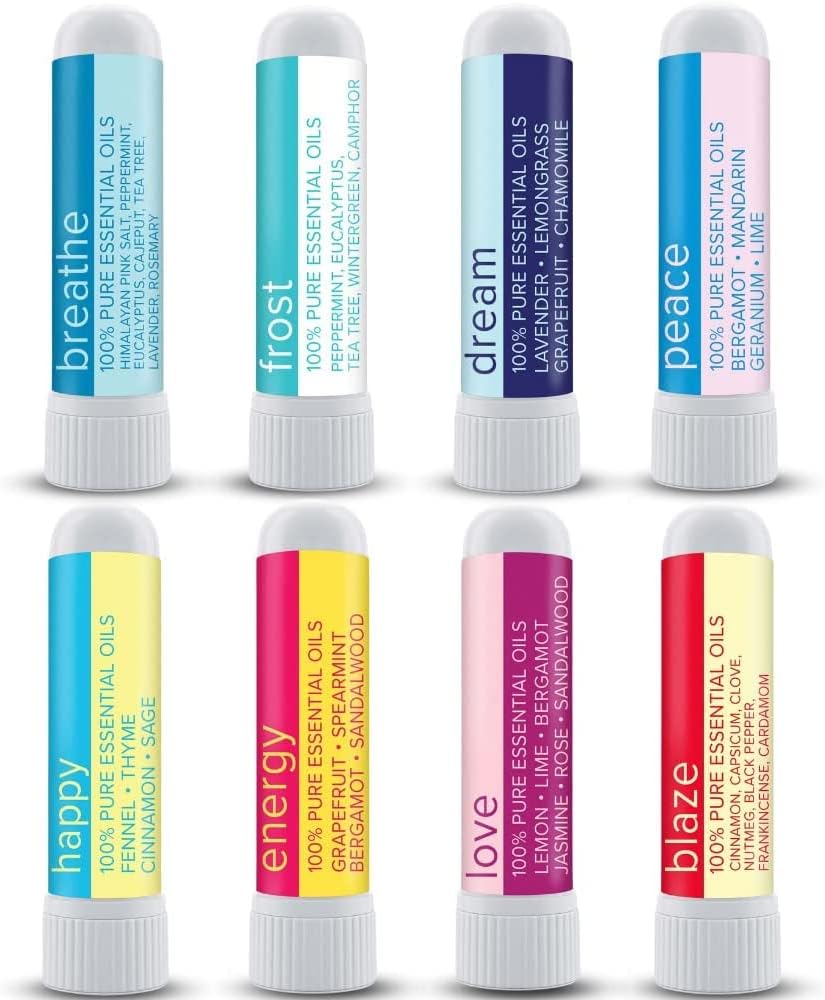 MOXĒ Nasal Inhaler Bundle, 8 Essential Oil Blends, Aromatherapy Sticks, Warming & Cooling Fragrances, Undiluted Oil, Natural Ingredients, Made in USA