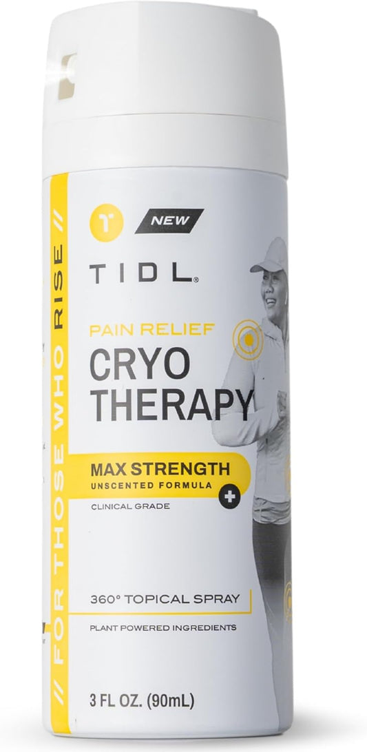 TIDL Cryotherapy Pain Relief Spray, 3 Oz, Max Strength for Fast-Acting Muscle, Joint & Neck Pain Relief, Plant-Based Menthol & Camphor Pain Reliever, Quick Drying Formula