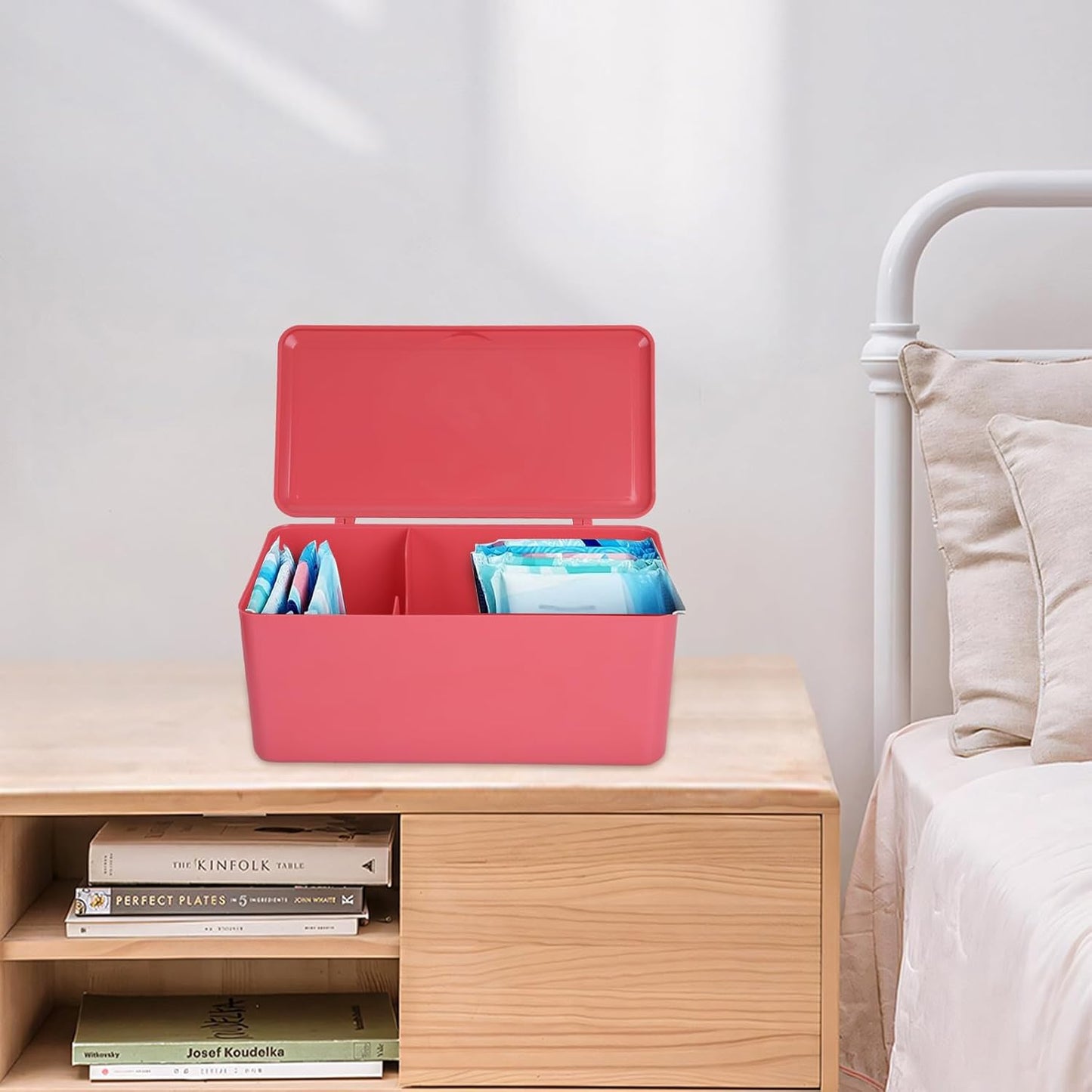 pad and tampon organizer for bathroom,Sanitary Napkin Holder, Pad and Tampon Organizer for Period, Sanitary Napkin Storage Container, Pink