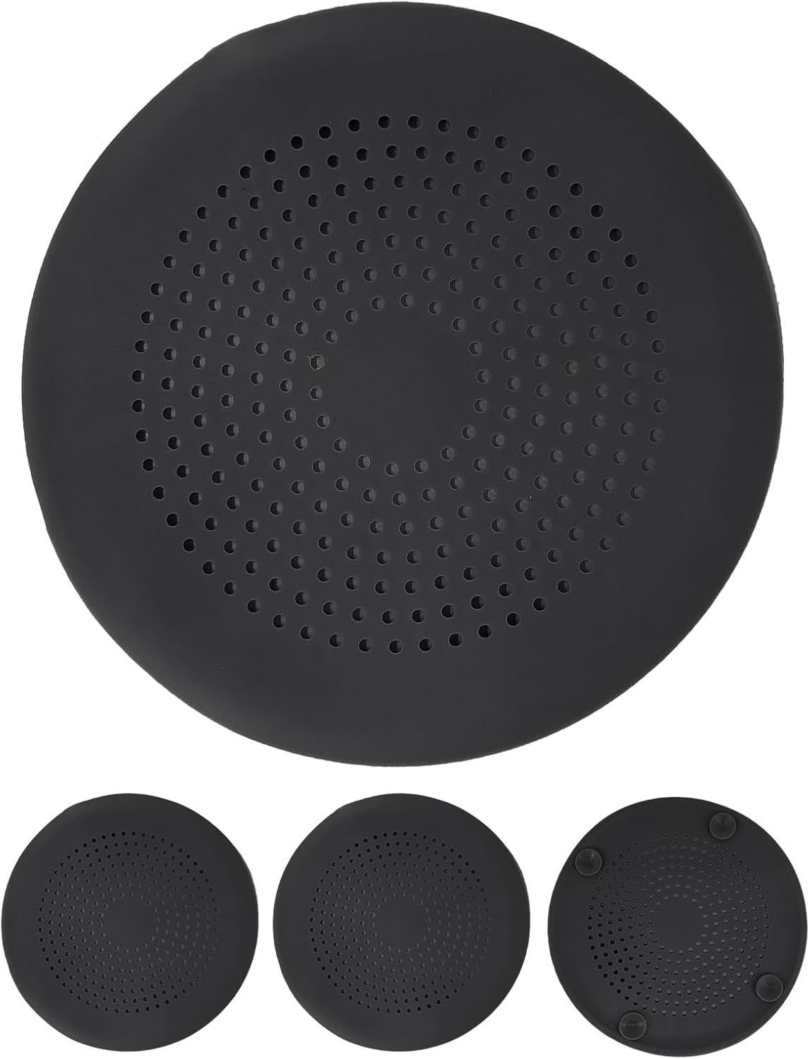 4-Pack Round Silicone Drain Covers Anti-Clog Hair Catcher for Bathroom, Shower Drain Sink Strainer with Suction Cups Effective Hair and Debris Filter