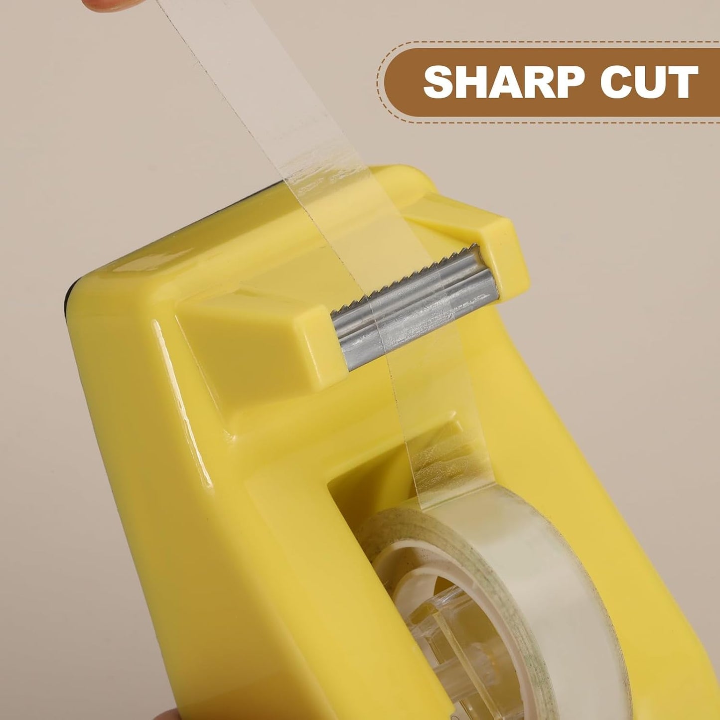 PATIKIL 2pcs Tape Dispenser Desk, Small Tape Dispenser Cute Desktop Dispenser Holder for Tape Office Desktop, Yellow