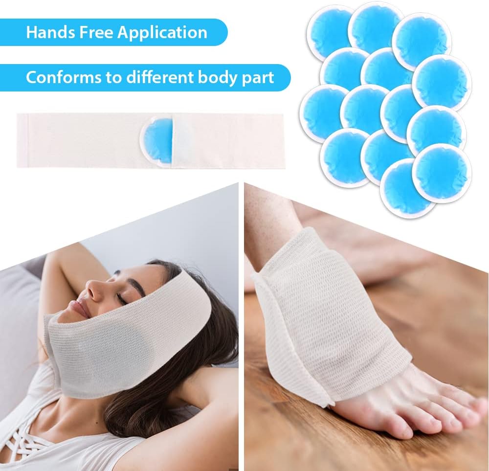 NEWGO Small Ice Packs for Injuries, 14 Pack Round Ice Packs for Face, Hot and Cold Gel Ice Pack Circular Cold Compress with Cloth Backing & Sleeve for Pain Relief, Toothaches, Breast Surgery