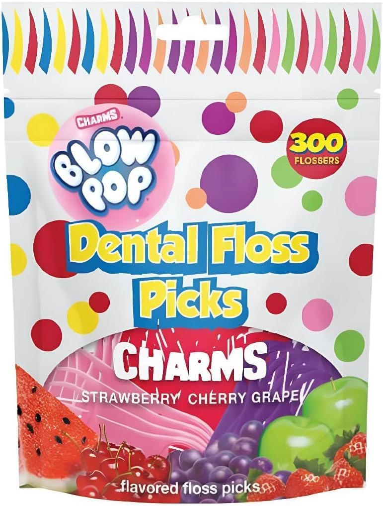 Flavored Floss Picks, 300 Count, Dental Floss Picks for Teeth with Fun Fruit Flavors, Flosser Picks for Adults and Children, | Strawberry, Cherry & Grape Flavor