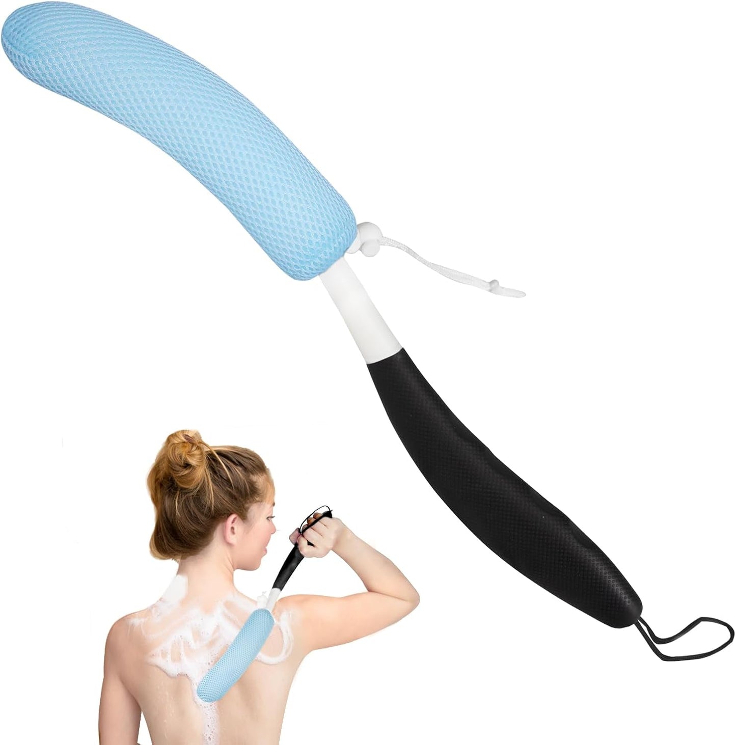 Long Handled Shower Brush, Non-Slip Long Handle Bath Brush, Back Body Brush Gentle Exfoliating and Lather Well Deep Cleansing Long-Lasting for Body