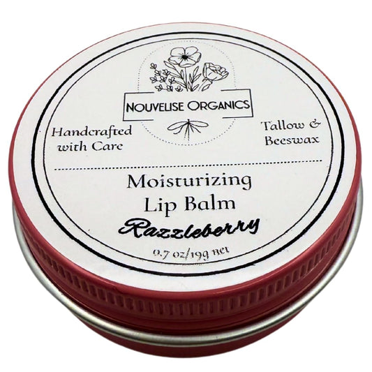 Tallow Lip Balm | 100% Organic Tallow, Organic Beeswax, Jojoba, and Shea Butter | Moisturizing Lip Care for Dry, Chapped Lips | Handcrafted in USA - Razzleberry