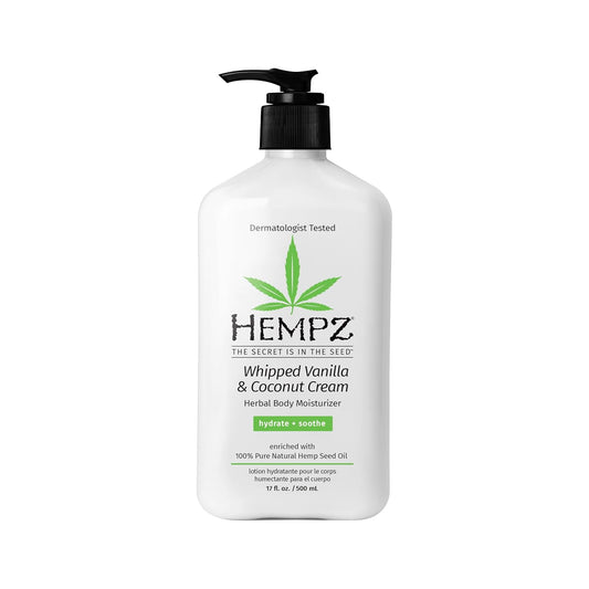 Hempz Whipped Vanilla & Coconut Cream Body & Hand Lotion, Vegan Formula, for Men or Women, 17 oz.