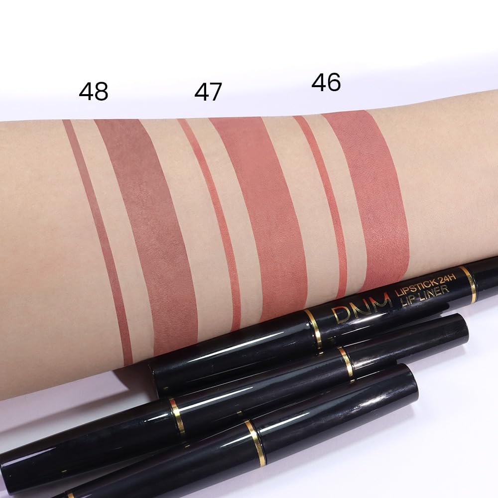 Kaely 2-in-1 Nude Pink Velvet Matte Lip Liner & Lipstick Combo Set Kit for Women, Magic 24 Hours Lipstick and Lip Liner Makeup Set Stain Long Lasting Waterproof labial 46