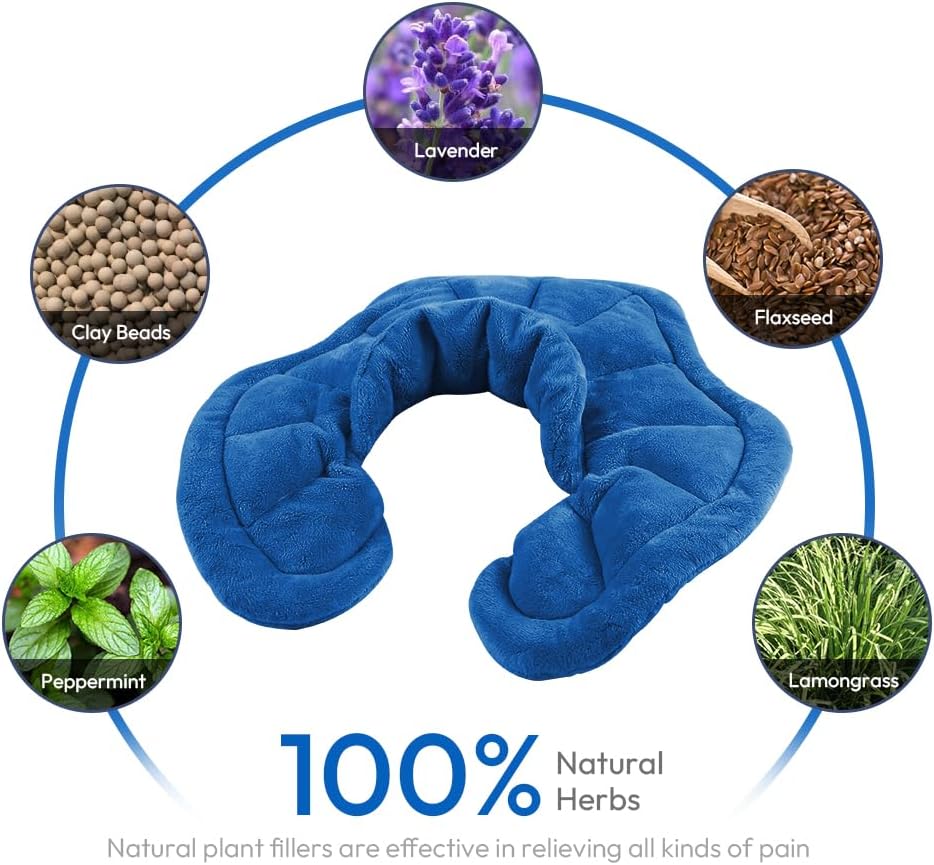 Microwavable Heated Neck Wrap Warmer and Shoulder Heating Pad Microwave, Weighted Microwave Heating Pad for Neck and Shoulders Hot and Cold Compress