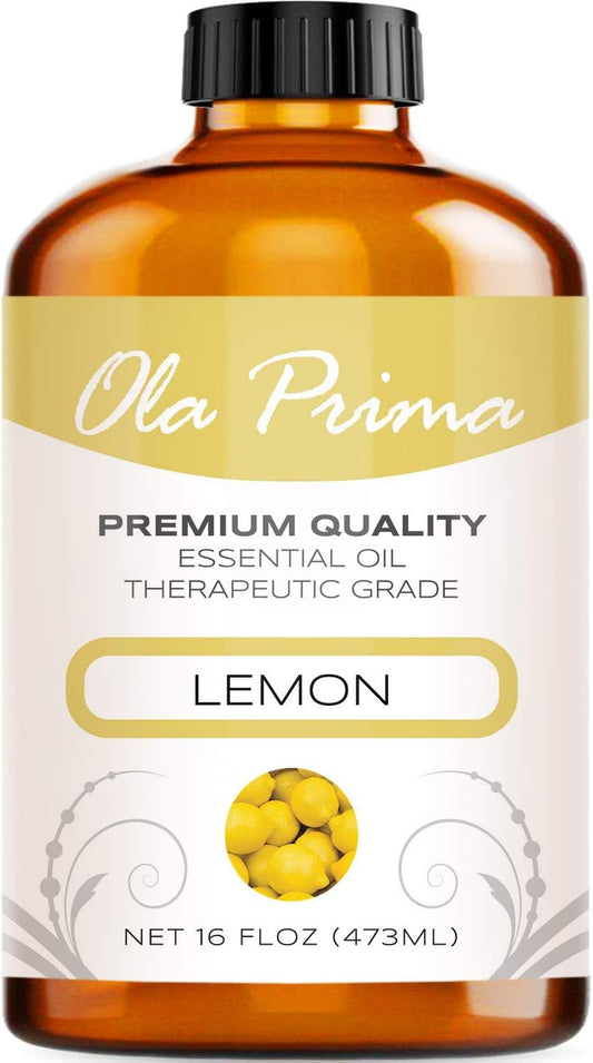 Ola Prima Oils Lemon Essential Oil 16oz Bulk, Essential Oil for Aromatherapy, Diffusers, Candle Making, and Household Cleaning