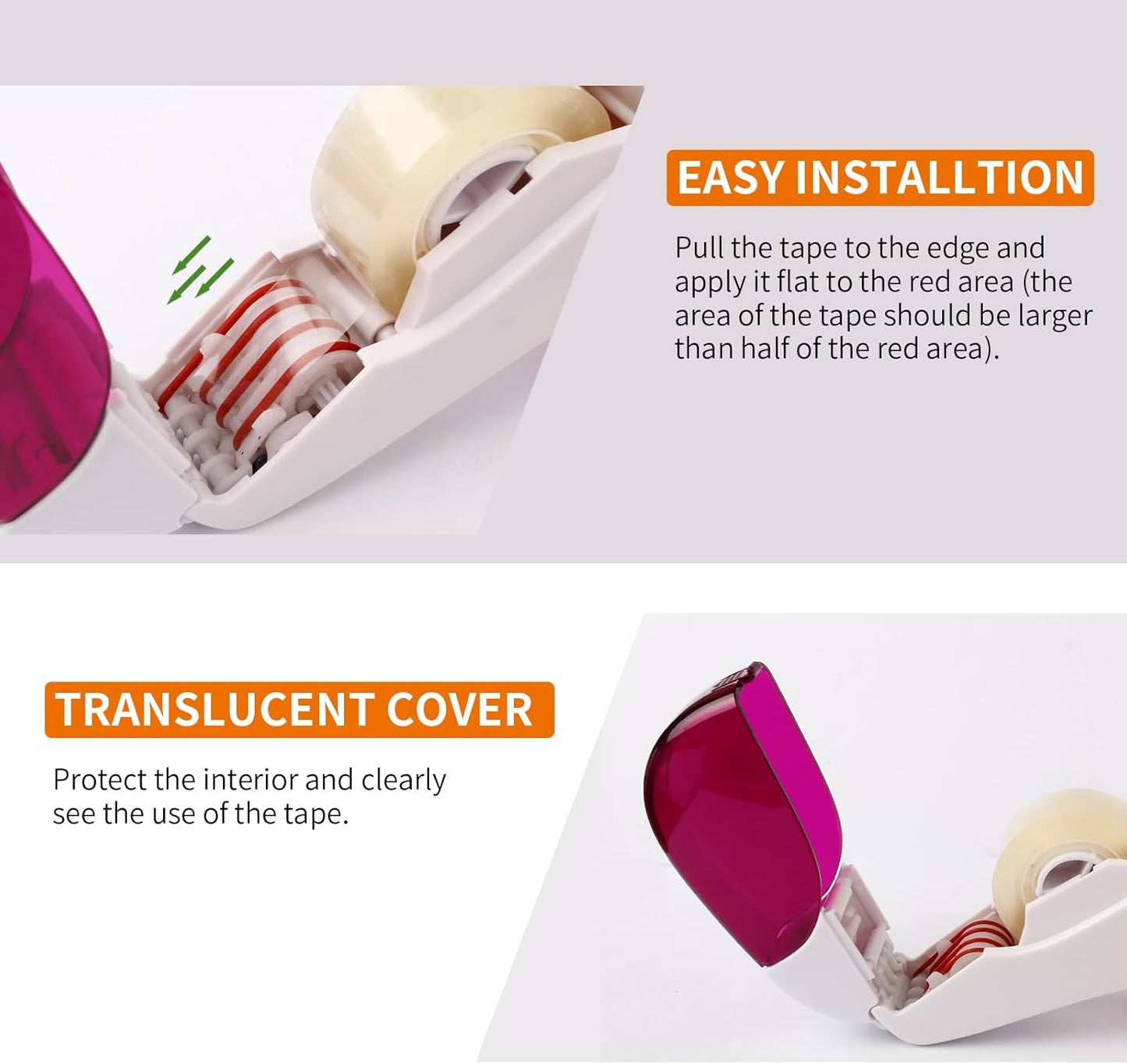 Eagle Automatic Tape Dispenser, Handheld & Portable Design, Office Tape Gun, One-Handed Operation with Safety Blade for Office, Home, DIY or Packaging (Includes 2 Free Tapes) (White)