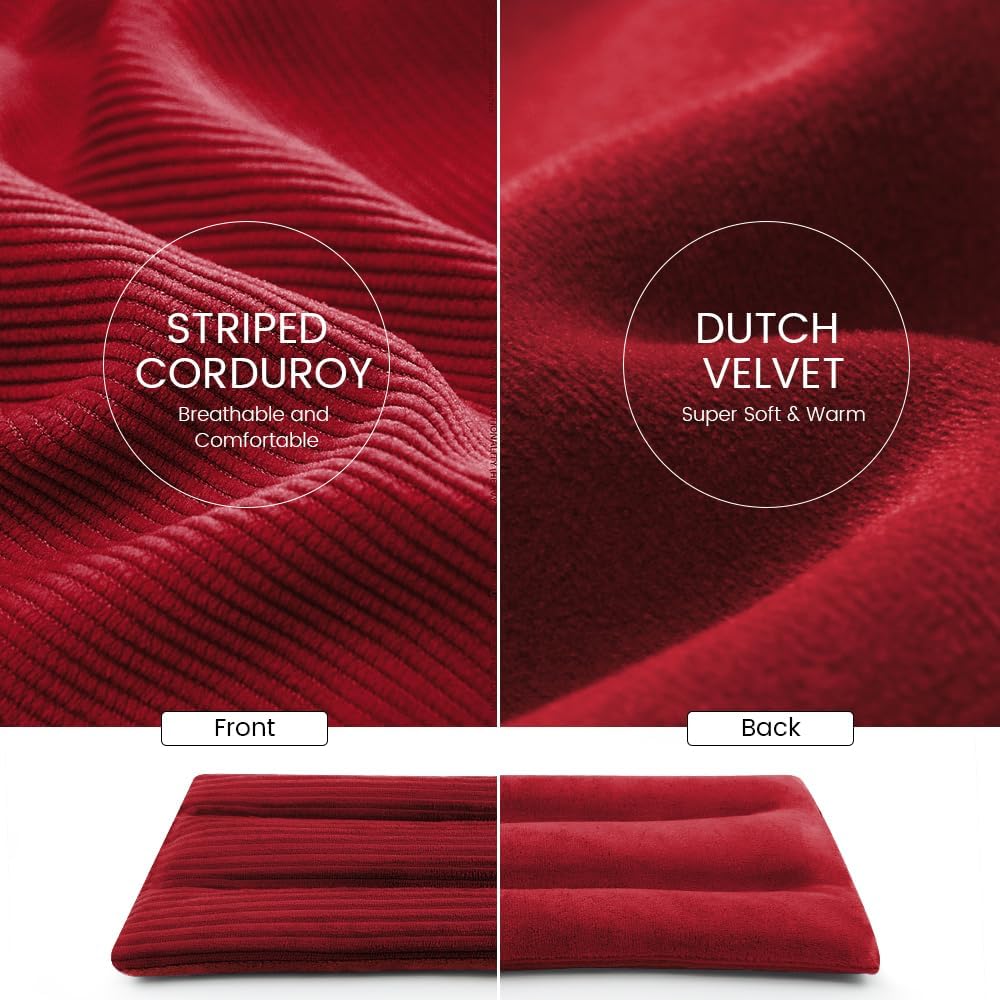 Microwave Heating Pad 6 x 12 Small Heating Pad Microwave, Microwave Bean Bag Heating Pad for Neck and Shoulders, Moist Heat Pack Pillow Warm Compress for Knee, Muscles, Joints, Wrist (Wine Red)