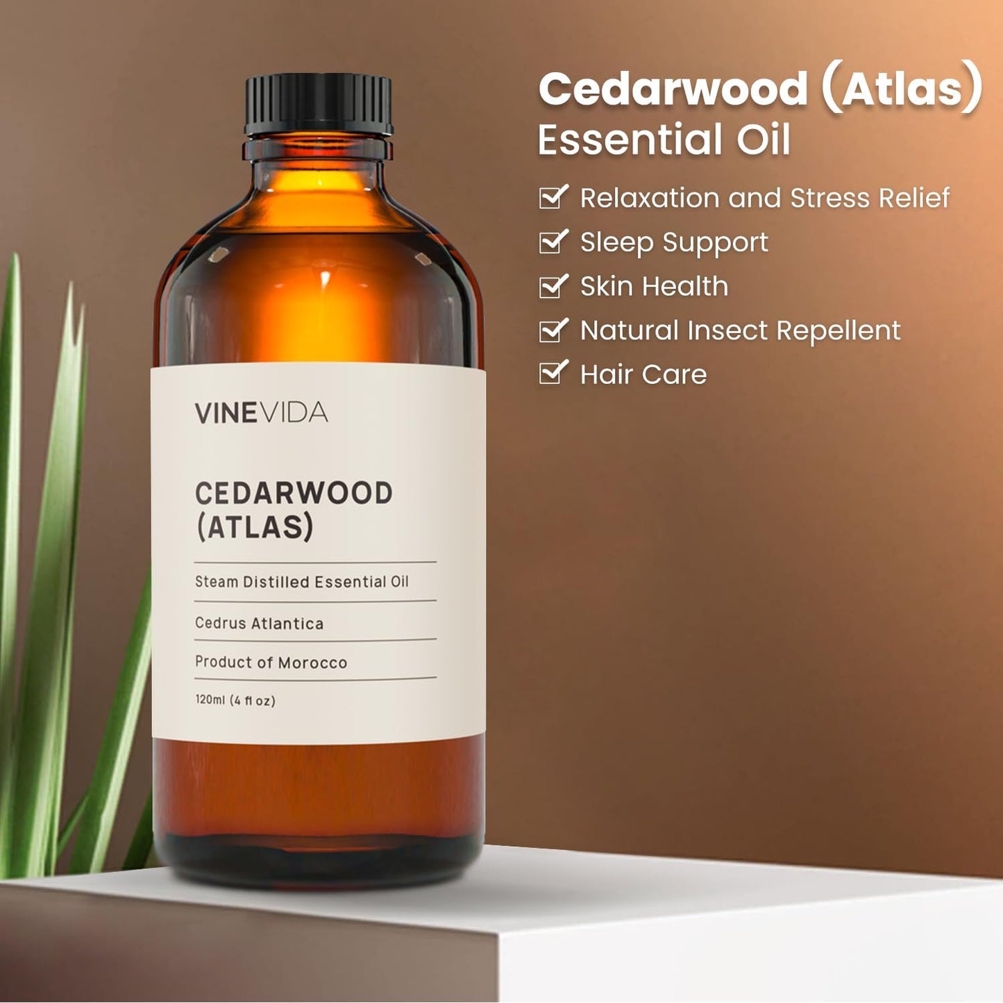 VINEVIDA Cedarwood Essential Oil 4 oz - Undiluted Cedarwood Candle Oil Scent - DIY Candle Scents for Candlemaking - Bulk Essential Oil for Soap Making