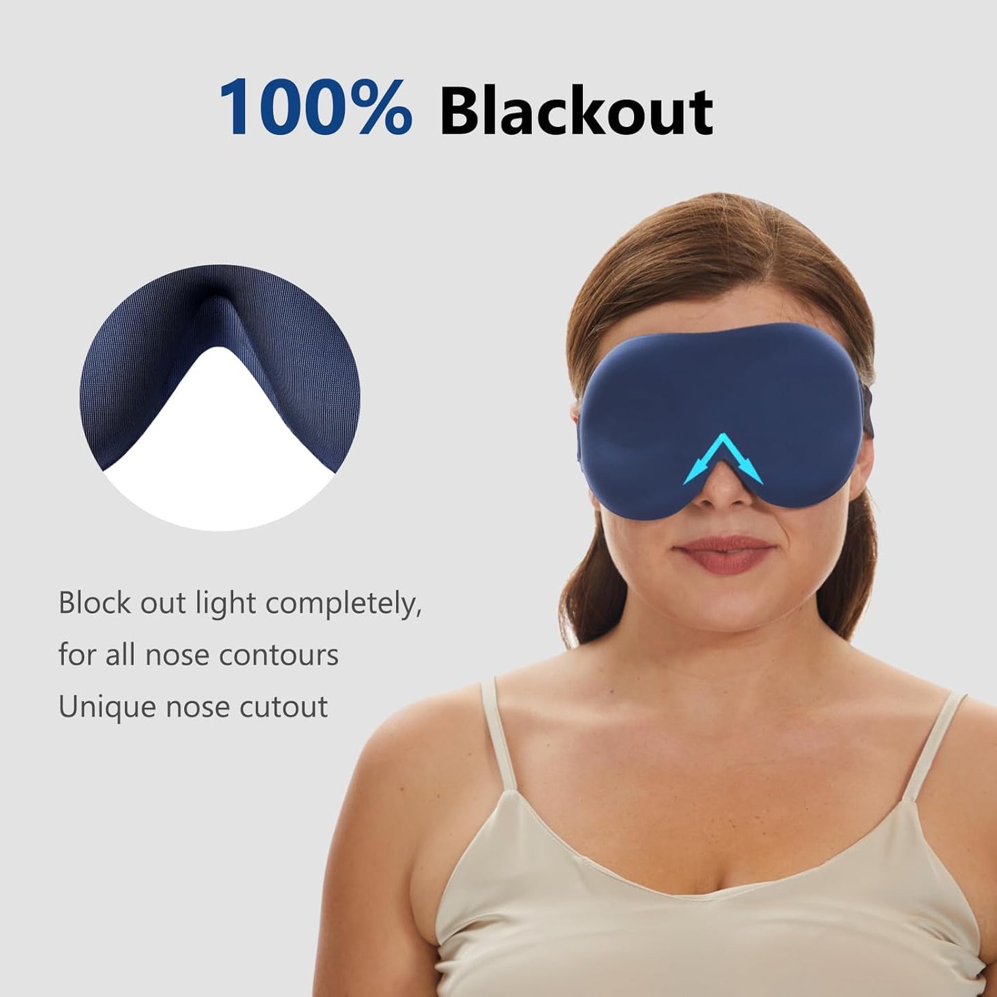 ALASKA BEAR 100% Blackout Sleep Mask Most Comfortable Contoured Eye Cups and Nose Covering for Women Men, 3D Pillowy Soft Light Blocking Eye Mask 0 Pressure on Eyelids & Eyelashes, Earplugs Set, Blue