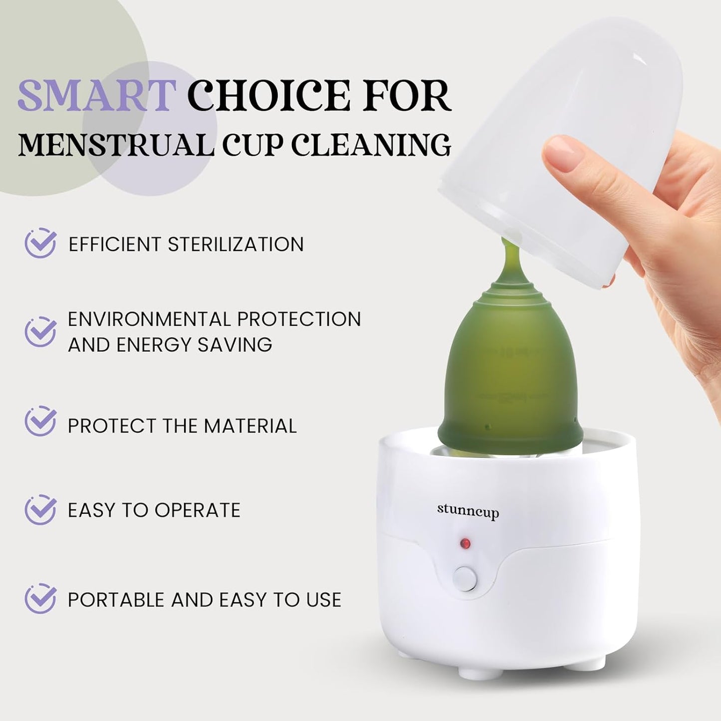 Menstrual Cups Steamer Kit with 2 Reusable Period Cup (Regular & Small) 3 Mins Quick Clean, Automatic Timing, Compact Travel Design for Menstrual Cup & Disc