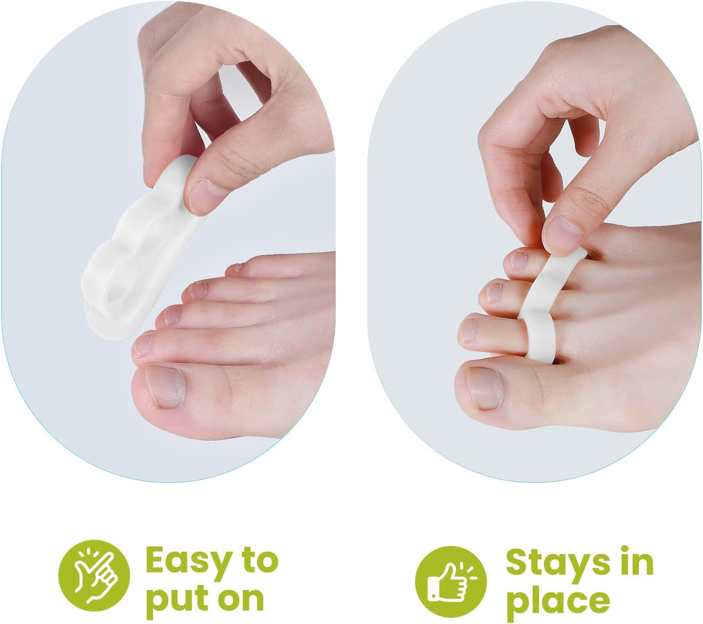 Bukihome Hammertoe Corrector Gel Toe Straighteners - 12 pcs Support Crest for Women & Men - Realign Bent, Crooked, Curled, Claw, Hammer Toes - White,Three Loop