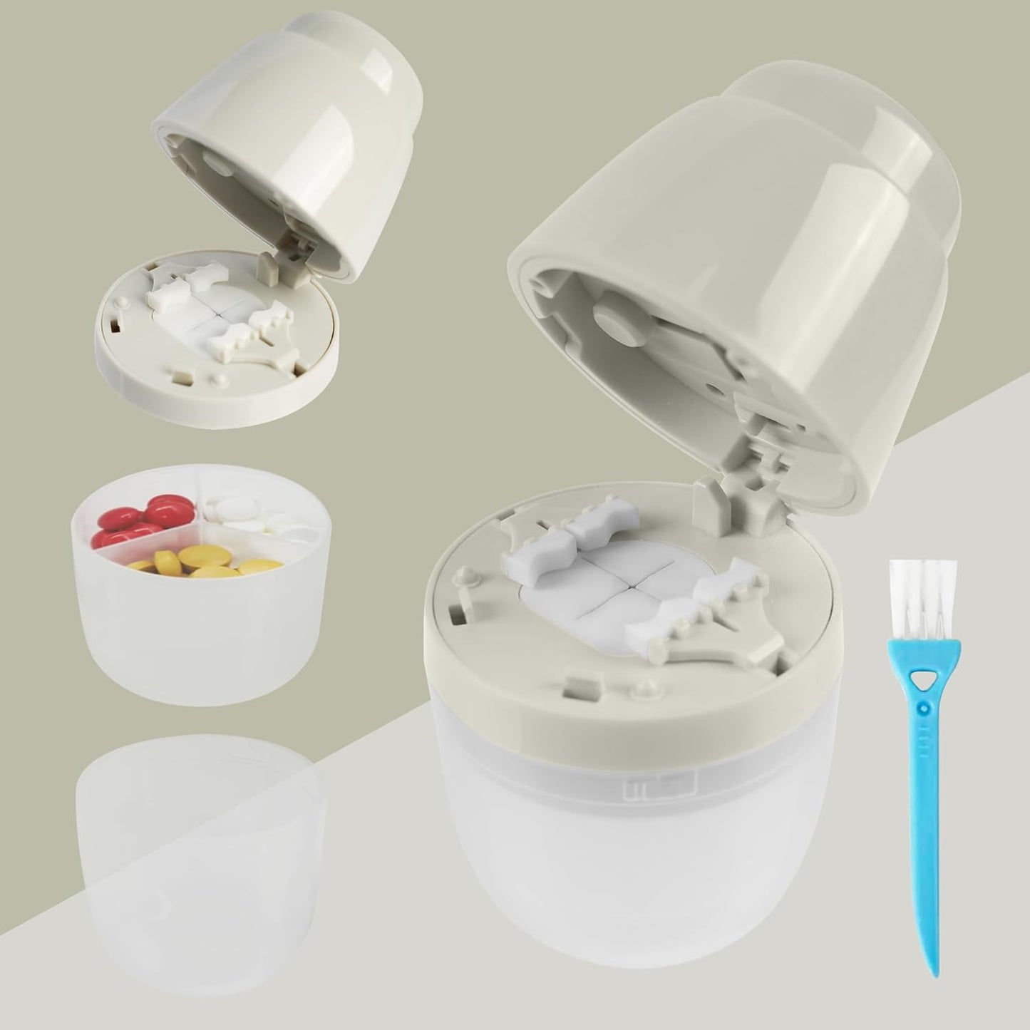 Multi-Function Pill Cutter, 1/2 and 1/4 Pill Splitter for Small and Tiny Pills,Portable and Adjustable Cutter,Storage Case