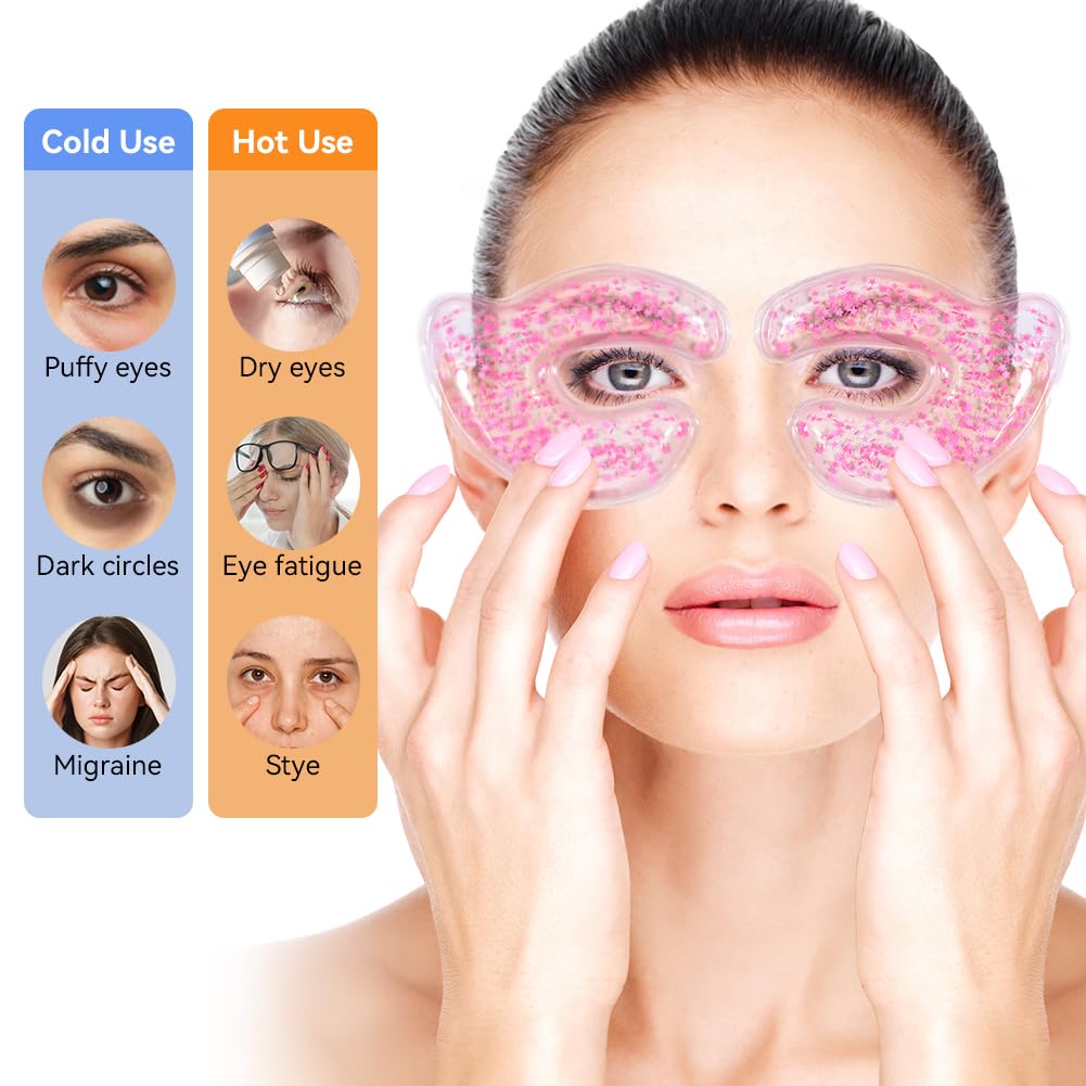 Reusable Eye Pads 6 Pairs, Silicone Face Patches and Gel Under Eye Pads Cold Warm Eye Compress for Reduce Puffiness Circles Wrinkle Cooling Eye Mask Ice Packs