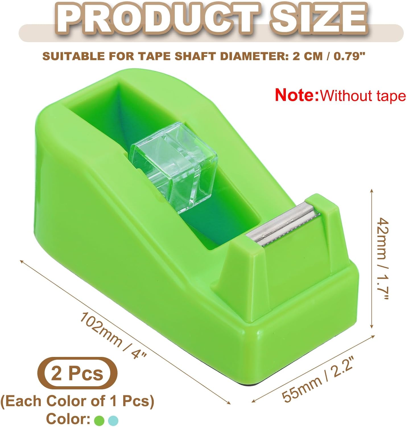 PATIKIL 2pcs Tape Dispenser Desk, Small Tape Dispenser Cute Desktop Dispenser Holder for Tape Office Desktop, Green Cyan