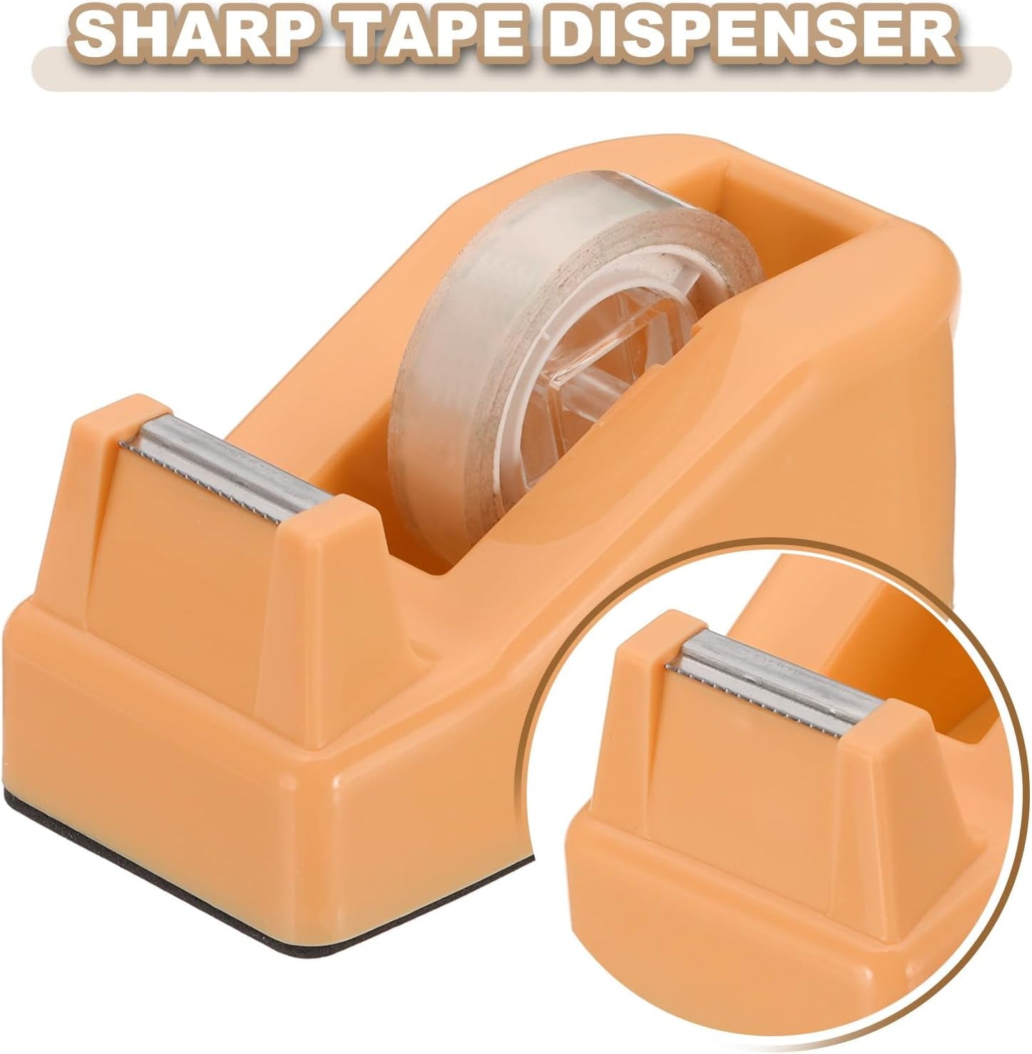 PATIKIL 2pcs Tape Dispenser Desk, Small Tape Dispenser Cute Desktop Dispenser Holder for Tape Office Desktop, Orange