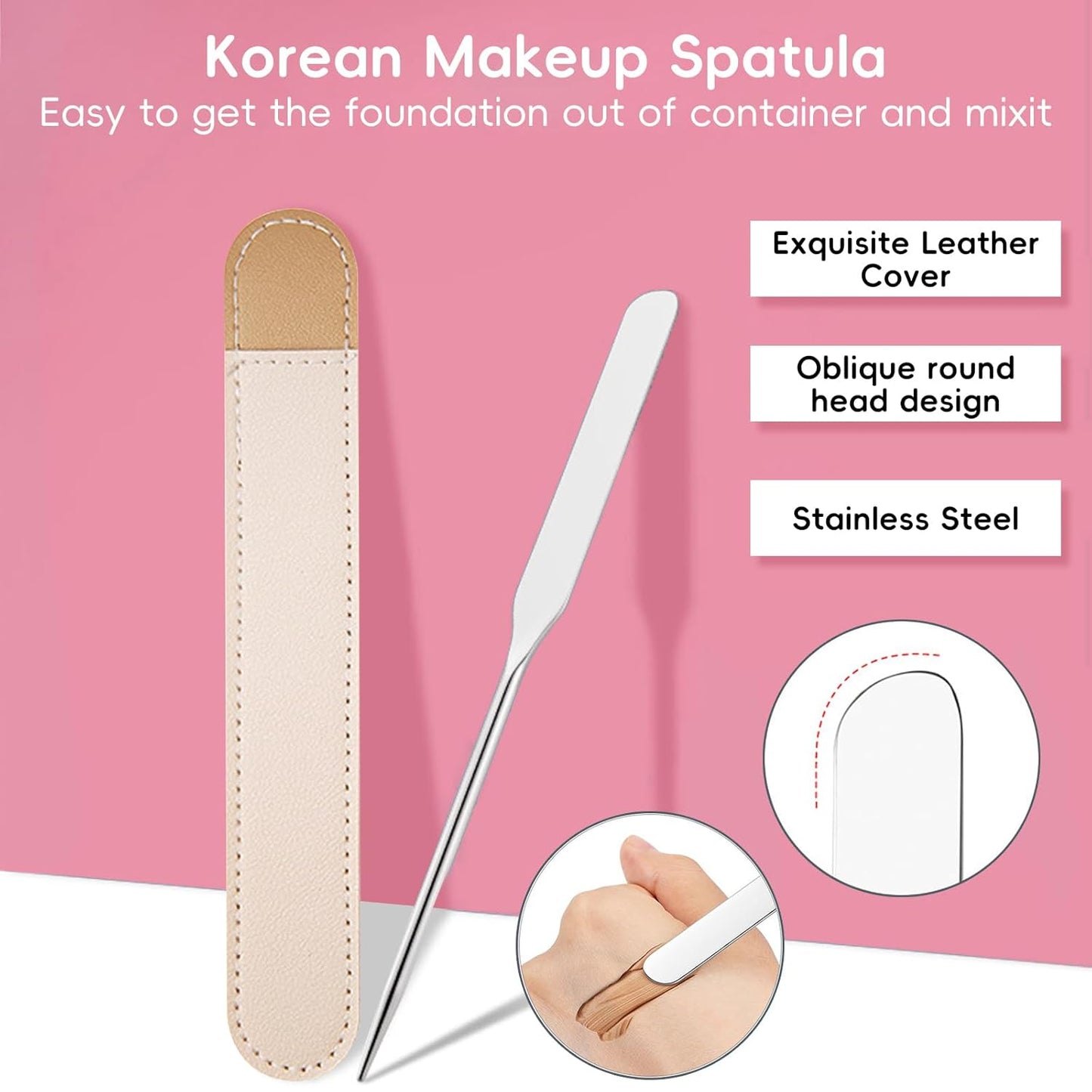 Makeup Mixing Palette with Foundation Brush and Spatula, Stainless Steel Makeup Palette Tray Mixer Nail Art Palette Mixing Tray