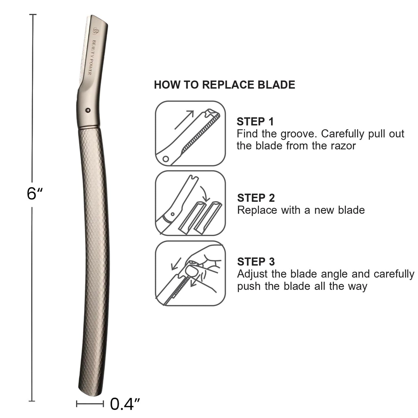 Eyebrow Razor with 6 Blades & Travel Case – Face Razors for Women & Men, Eyebrow Trimmer Shaper with Precision Cover, Facial Shaver & Dermaplaning Tool for Smooth Skin (Silver)