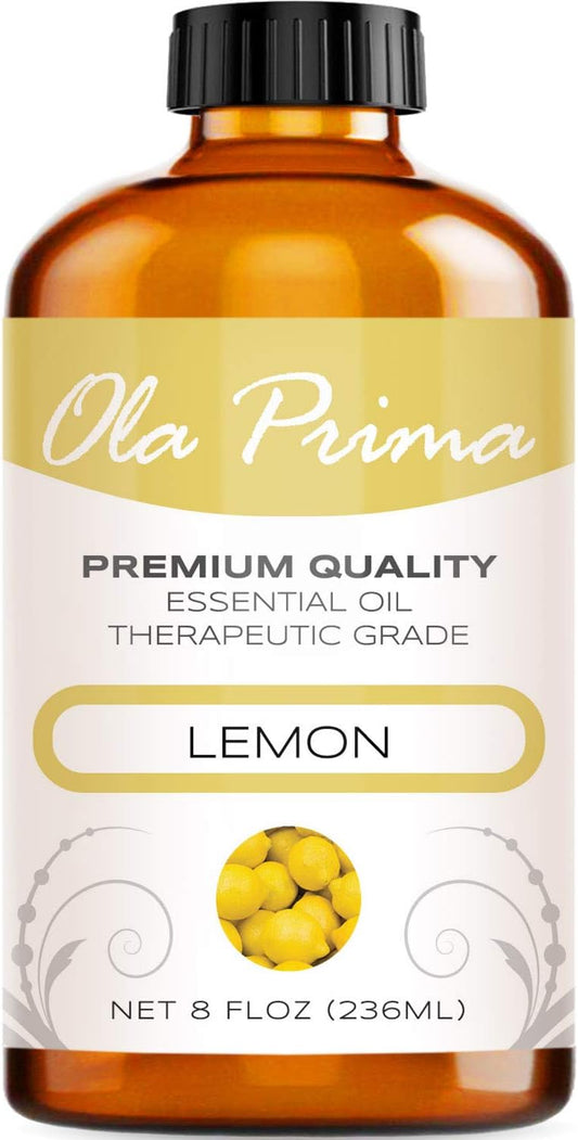 Ola Prima Pure Lemon Essential Oil (8oz) – For Aromatherapy, Candle & Soap Making, Diffuser