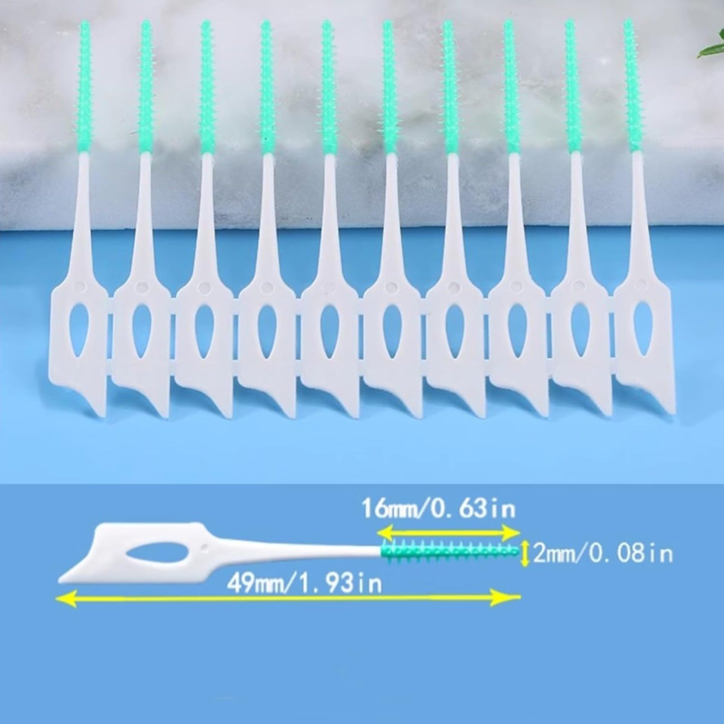 300 Pieces Dual-Use Interdental Brushes Soft Silicone, Disposable Dental Picks,Premium Dental Floss Picks for Effective Teeth Cleaning(200pcs Green+100pcs Blue)