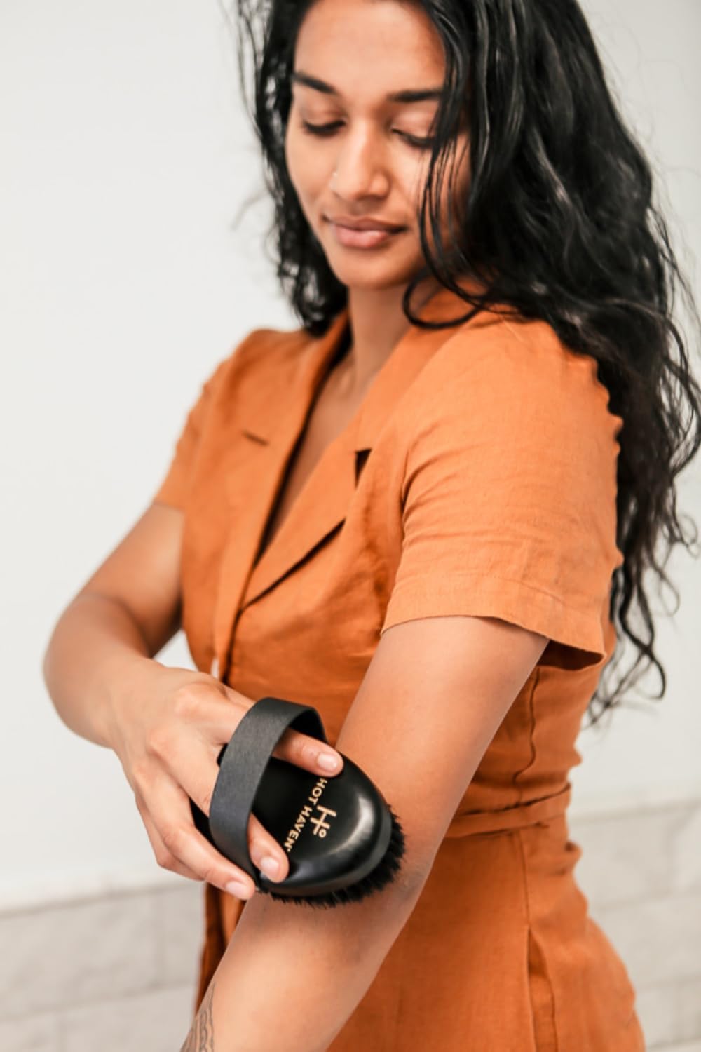 Ionic Copper Dry Brushing Body Brush for Lymphatic Drainage, Exfoliating Body Dry Brush for Radiant Skin, Dry Skin Brush for Cellulite, Blood Circulation Improvement, Reduce Stress