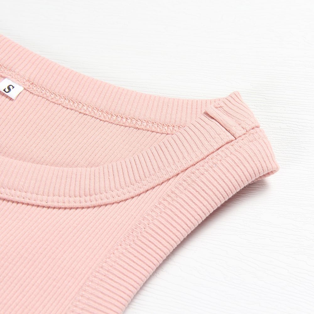 GEMBERA Womens Sleeveless Racerback High Neck Casual Basic Cotton Ribbed Fitted Tank Top