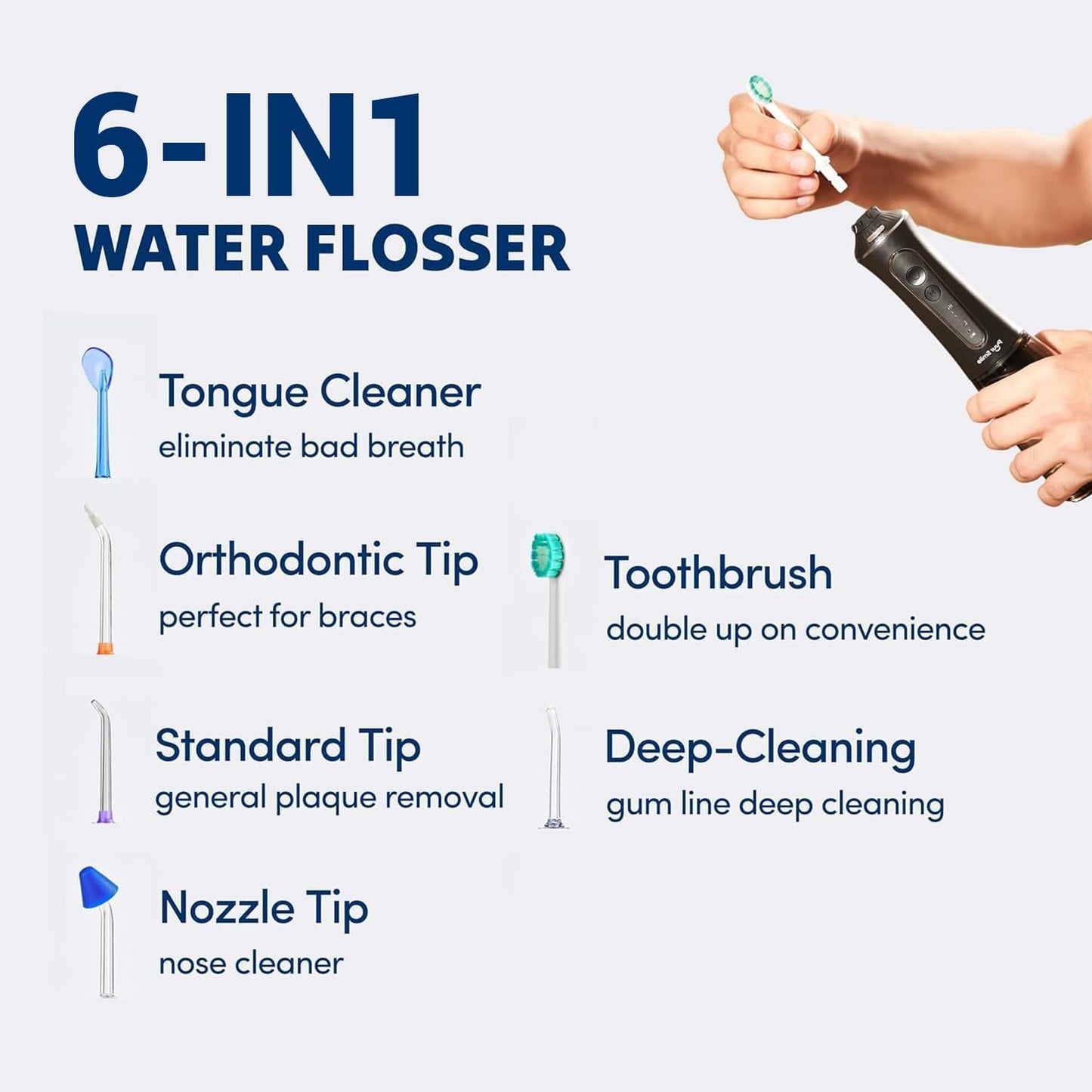 Professional Water Flosser - Advanced Dental Care for a Healthier Mouth, Gum, and Teeth - IPX7 Waterproof Oral Irrigator | 7 Replacement Tips, Travel-Friendly, Rechargeable - Oral Hygiene
