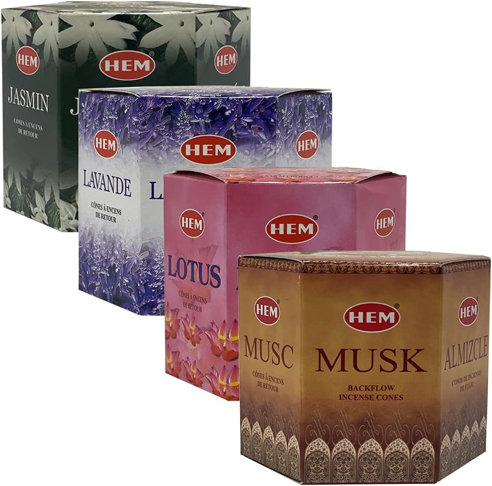 TRUMIRI Incense Cones, 4 Sets of 40 Cones Each, Variety Pack (Jasmine, Lavender, Lotus, Musk) for Waterfall and Mat Bundle