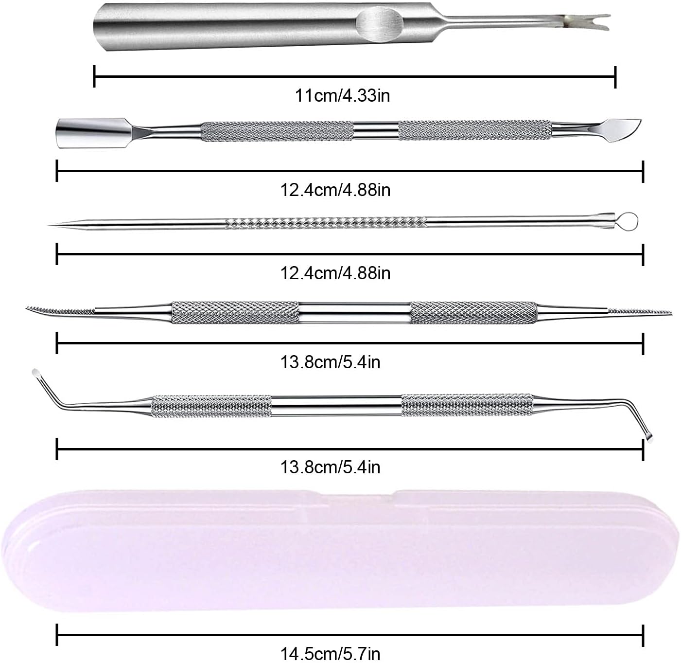 jindian Ingrown Toenail Pedicure Tool Kit Nail File and Nail Lifter Pusher Double-Sided Nail Manicure Kit Stainless Steel Nail Care, Tools Pain Relief (6PCS)