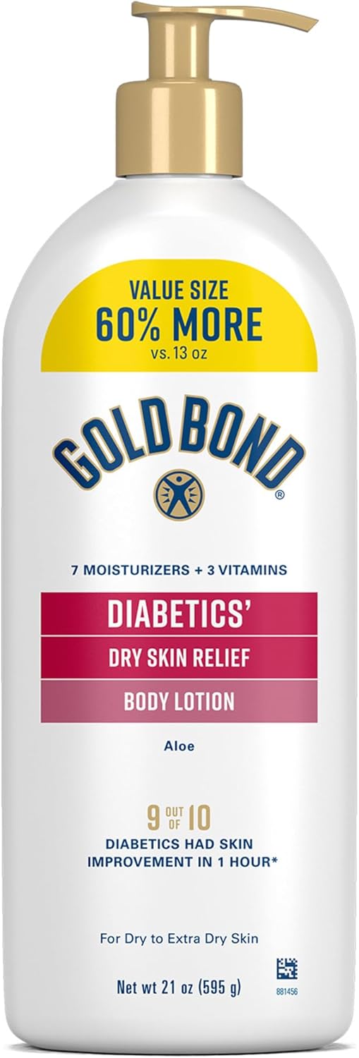 Gold Bond Diabetics' Dry Skin Relief Body Lotion With Vitamin E & Aloe To Soothe & Moisturize Dry, Flaky & Rough Skin, Value Size, 21 oz.