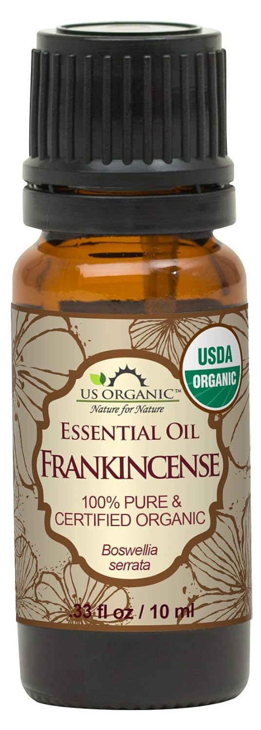 US Organic 100% Pure Frankincense Essential Oil, USDA Certified Organic, Steam Distilled, Boswellia serrata, Sourced from India, Topically or in Diffuser, Perfect for Aging Skin, All skin type (10 ml)