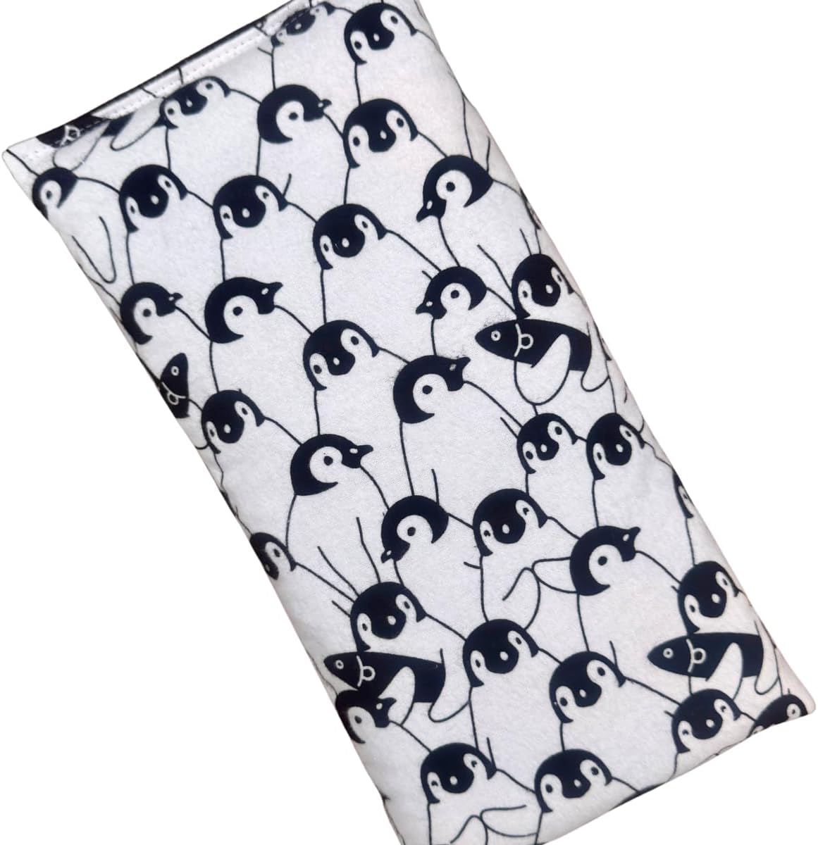 Microwave Heating Pad Filled With Flax Seed and Choice of Dried Herbs, Herbal Cold Pack, Good Size for Back Pain and Cramps, Hot and Cold Therapy, 6" x 12" (Penguin, Lavender & Peppermint)