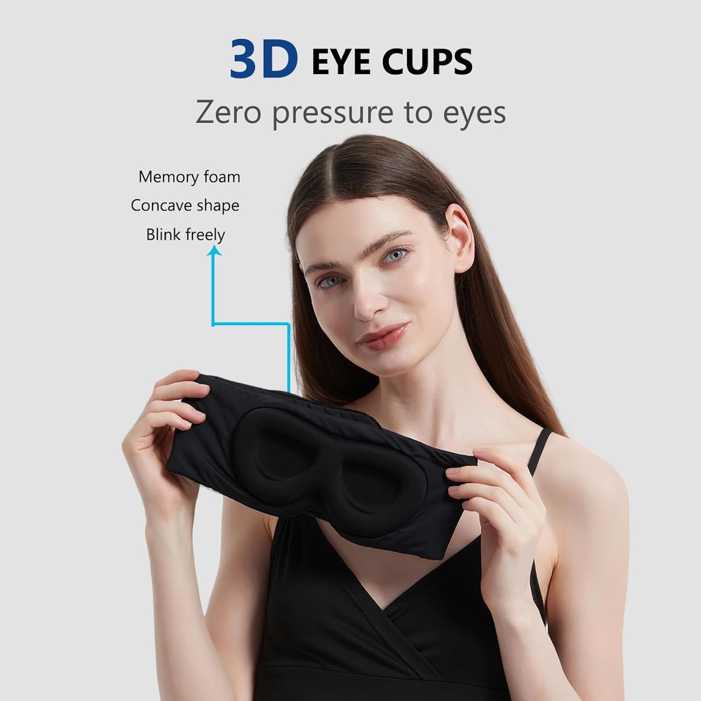 Sleep Mask ALASKA BEAR Wraparound Cool for Sensitive Sleeper Side or Back, Women and Men, Adjustable Headband Eye Mask and Earmuff Blindfold for Full Blackout, Upgraded w/o Buckles