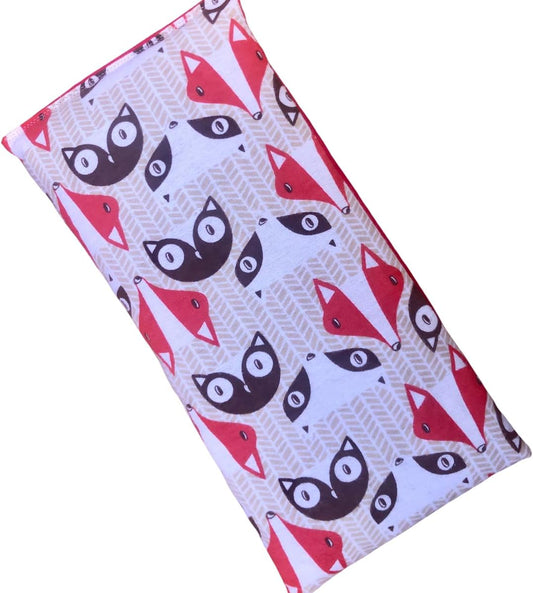 Microwave Heating Pad Filled With Flax Seed and Choice of Dried Herbs, Herbal Cold Pack, Good Size for Back Pain and Cramps, Hot and Cold Therapy, 6" x 12" (Red Fox, Peppermint)