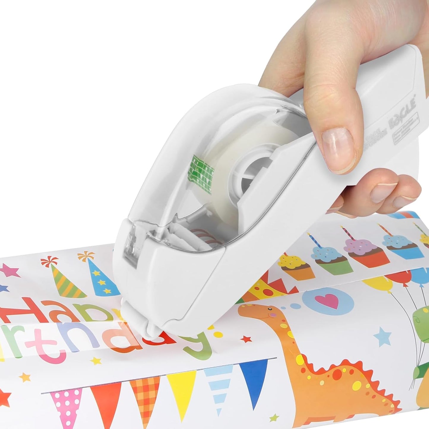 Eagle Automatic Tape Dispenser, Handheld & Portable Design, Office Tape Gun, One-Handed Operation with Safety Blade for Office, Home, DIY or Packaging (Includes 2 Free Tapes)(Snowy White)