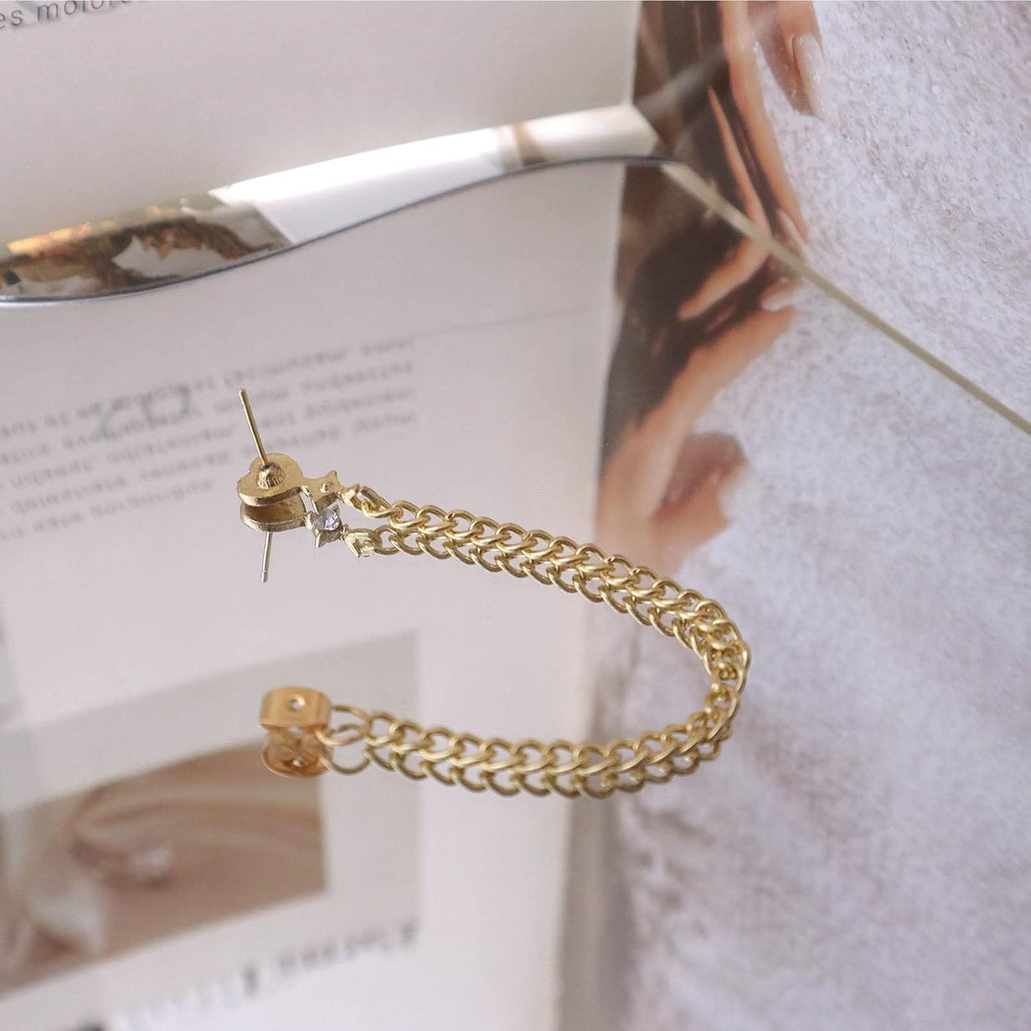 Heart Jacket Earring for Women Gold Love Heart Stud Earring Long Chain Drop Earring Tiny Crystal Star Earring Vintage Chain Link Earring Jewelry for Girls Gifts