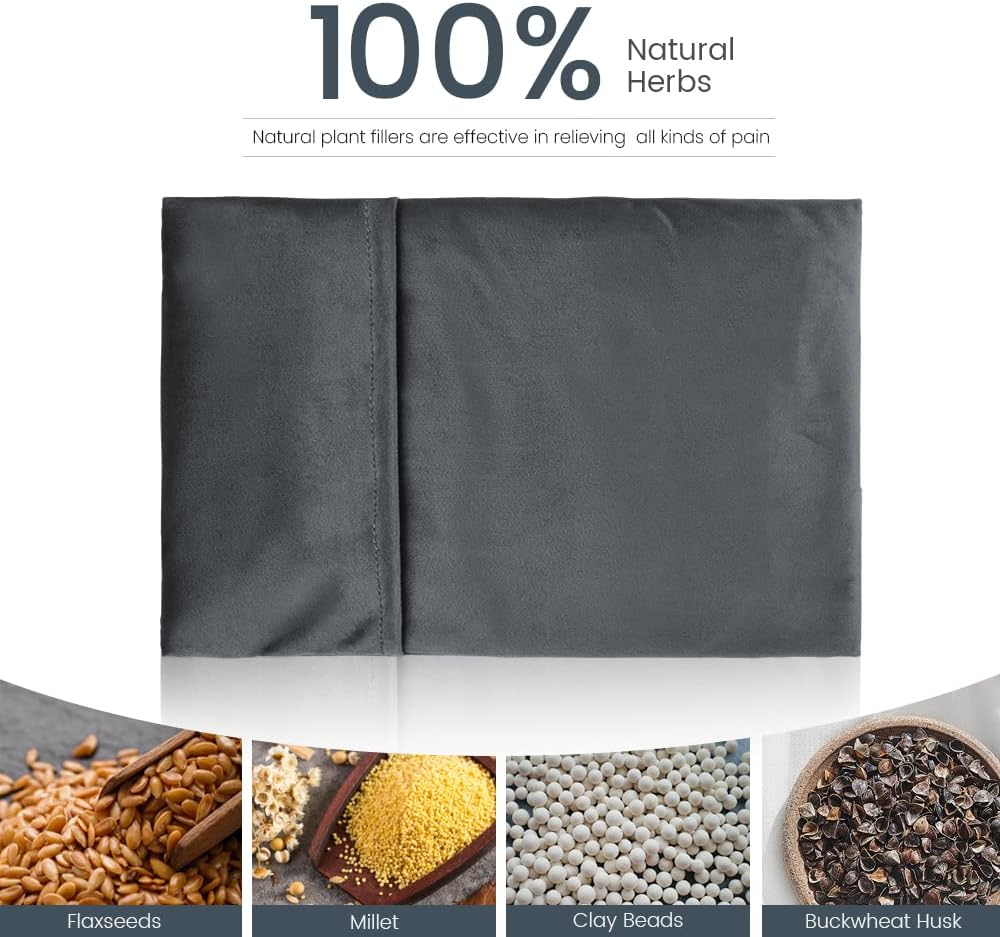 Heating Pad Microwavable with Washable Cover, 8 x 12 Multipurpose Microwave Heating Pad for Neck and Shoulders, Moist Heat Bean Bag Warm Compress for Knee, Muscles, Joints, Wrist, Abdomen (Dark Gray)