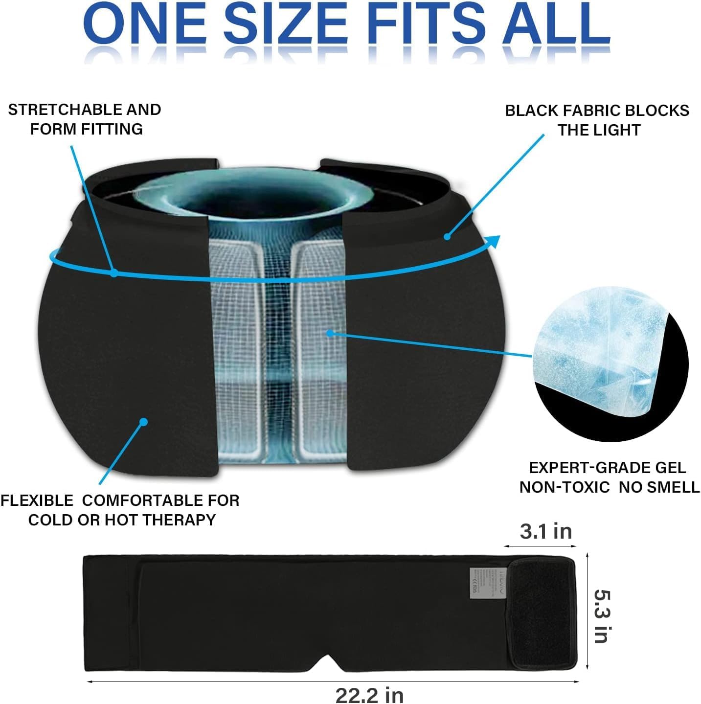 iTHERAU Migraine Ice Head Wrap-Headache Relief Hat, Migraine Relief Cap, Cold Therapy Headache Relief Cap Pink&Black Headache Ice Pack for Puffy Eyes, Tension, Sinus & Stress Relief