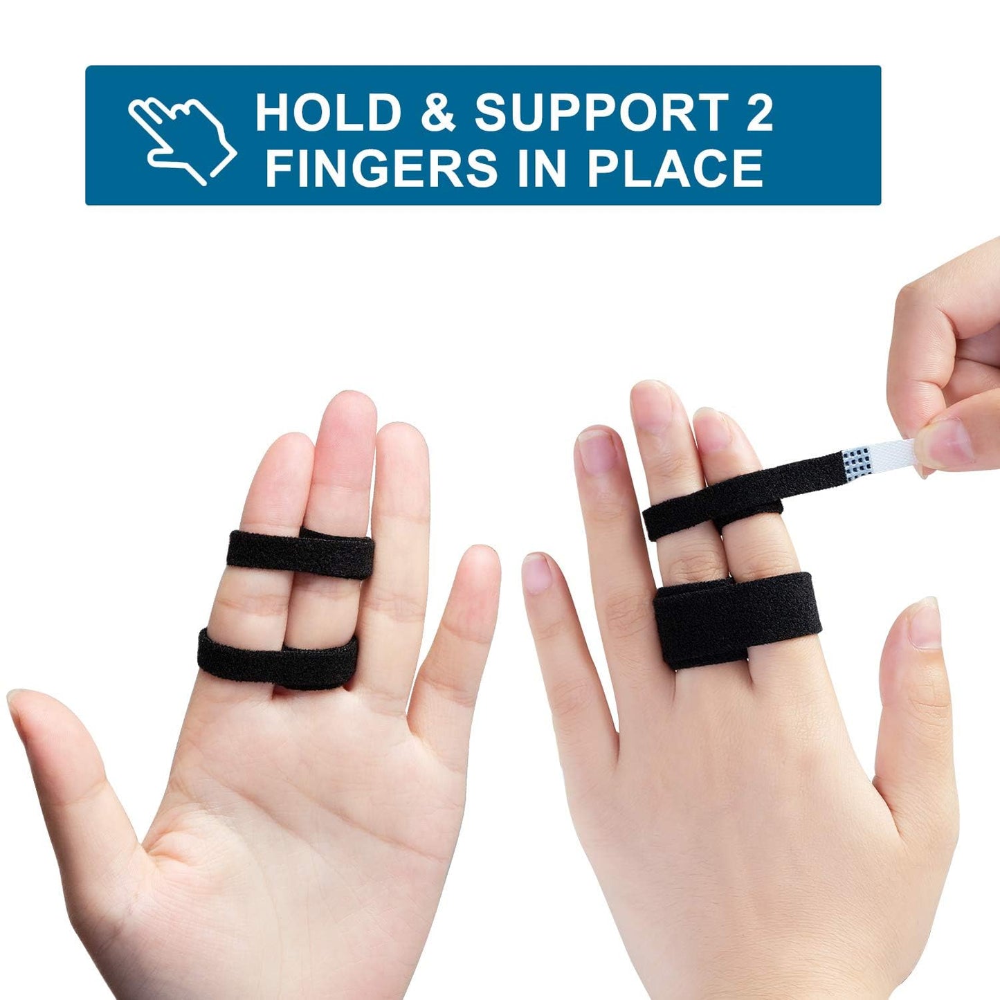 Finger Buddy Wraps, 6 PCS Finger Loops Tapes for Broken, Jammed, Swollen Finger or Dislocated Joint, Splints Brace for Pinky Ring Middle Index Trigger Finger, Toe Strap Bandage
