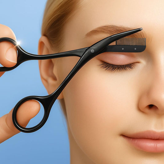 Eyebrow Scissors with Comb, Facial Grooming Scissors Kit, Professional Precision Eyebrow Trimmer,Perfect For Gifts for Men and Women (Black)