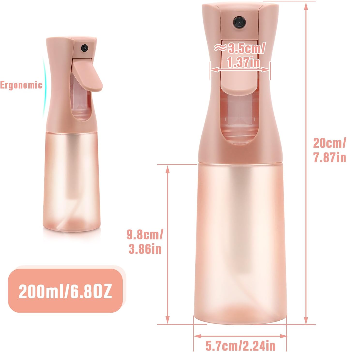 Hair Spray Bottle, Fine Mist Refillable Spray Container,Ultra-Fine Continuous Spray Bottle for Skincare, Plant Care, Pet Grooming, Cleaning