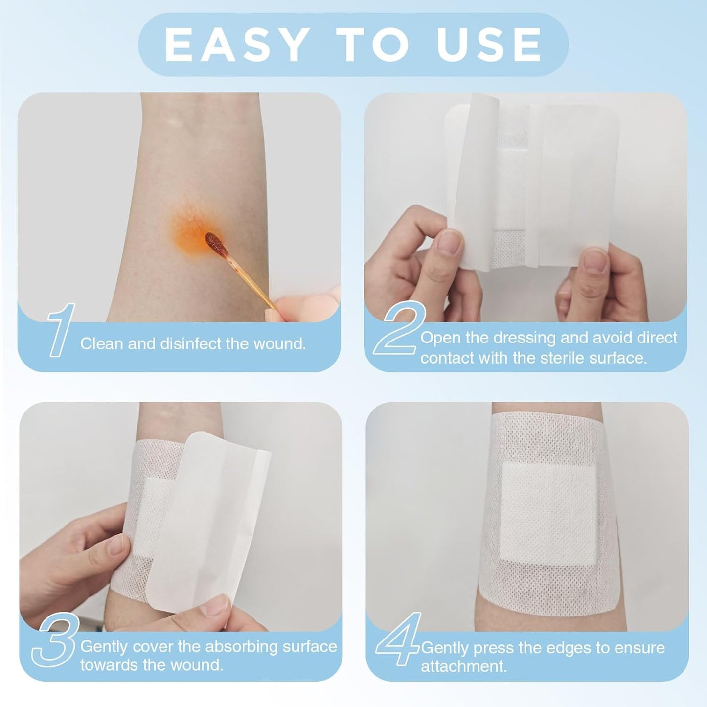 OK TAPE Bordered Gauze Island Dressing 4"x4",25 Count Wrapped Gauze Pads,Non-Woven Sterile Wound Dressing with Highly Absorbent Pad,Soft and Breathable Bandages for Wounds, First Aid