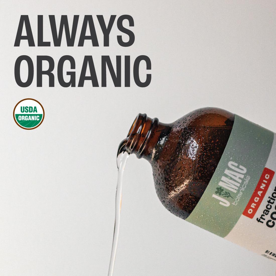J MAC BOTANICALS Organic Fractionated Coconut Oil (4 oz Glass Bottle) Organic Carrier Oil and moisturizer
