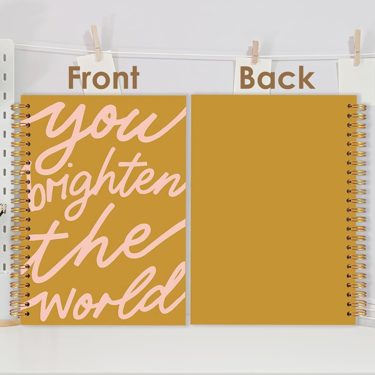 Inspirational Spiral Journal Notebook 5.5x8.3in, You Brighten the World,Positive Gifts for Women, Affirmation Journal for Women, Motivational Hardcover Notebook