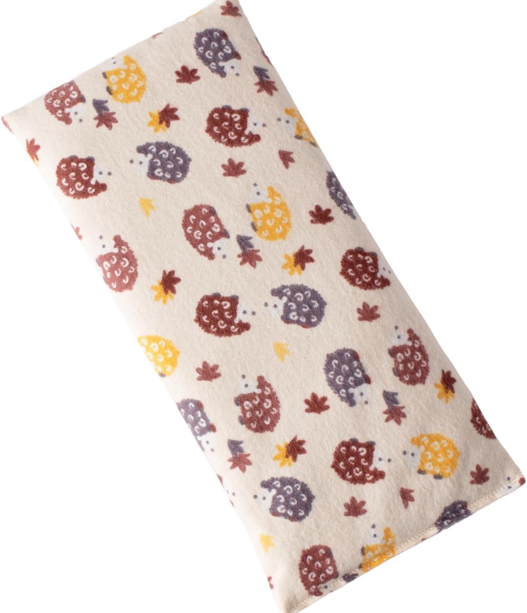 Microwave Heating Pad Filled With Flax Seed and Choice of Dried Herbs, Herbal Cold Pack, Good Size for Back Pain and Cramps, Hot and Cold Therapy, 6" x 12" (Yellow Hedgehog, Peppermint & Chamomile)