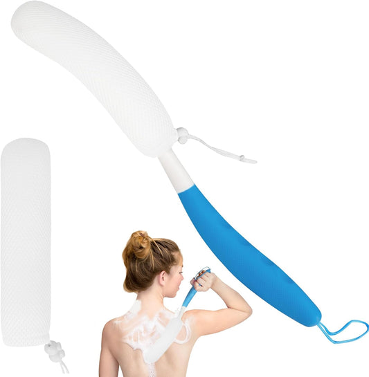 Long Handled Shower Brush, Non-Slip Long Handle Bath Brush, Back Body Brush Gentle Exfoliating and Lather Well Deep Cleansing Long-Lasting for Body