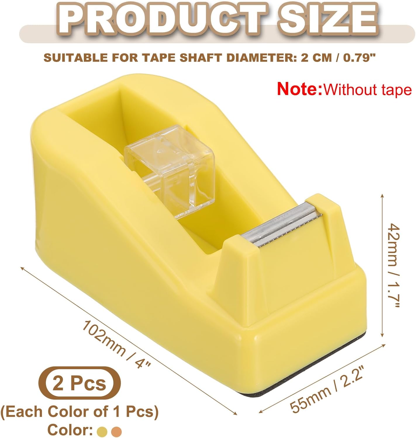 PATIKIL 2pcs Tape Dispenser Desk, Small Tape Dispenser Cute Desktop Dispenser Holder for Tape Office Desktop, Yellow Orange